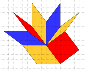 Rombi costruiti su carta quadrettata, aventi tutti i lati di cinque quadretti e un vertice in comune - Problema di geometria - uguaglianza