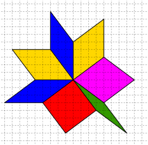 Rombi costruiti su carta quadrettata, aventi tutti i lati di cinque quadretti e un vertice in comune - Problema di geometria - Congruenza